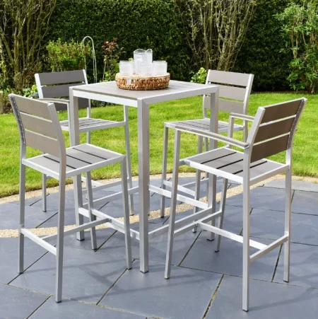 SAC Garden Furniture Deluxe Brushed Nickel 5pc Patio Bar Set - Image 6
