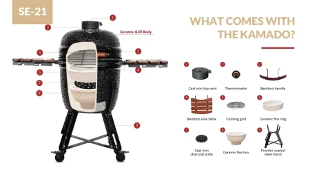 SAC 21" Kamado Ceramic Grill BBQ Smoker - Image 3