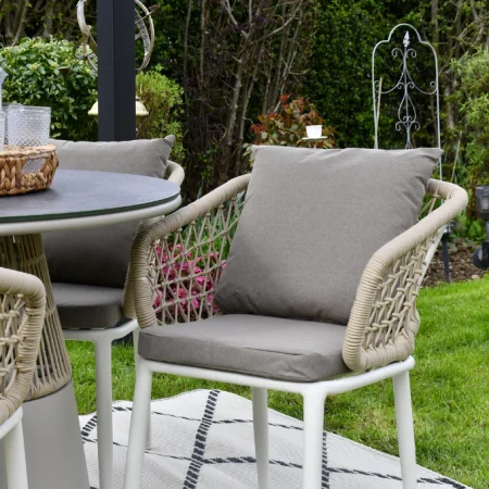 SAC Garden Furniture Deluxe Rope 4 Chairs and Round Table - Image 8