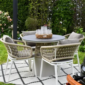 SAC Garden Furniture Deluxe Rope 4 Chairs and Round Table