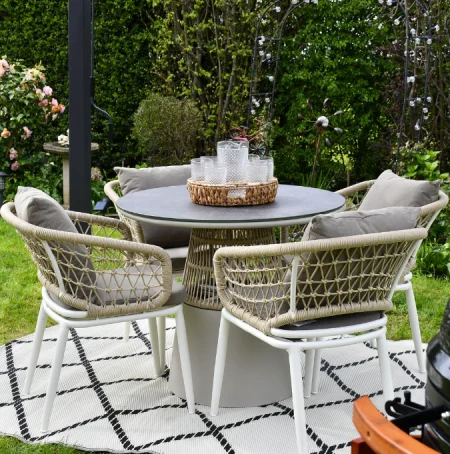 SAC Garden Furniture Deluxe Rope 4 Chairs and Round Table
